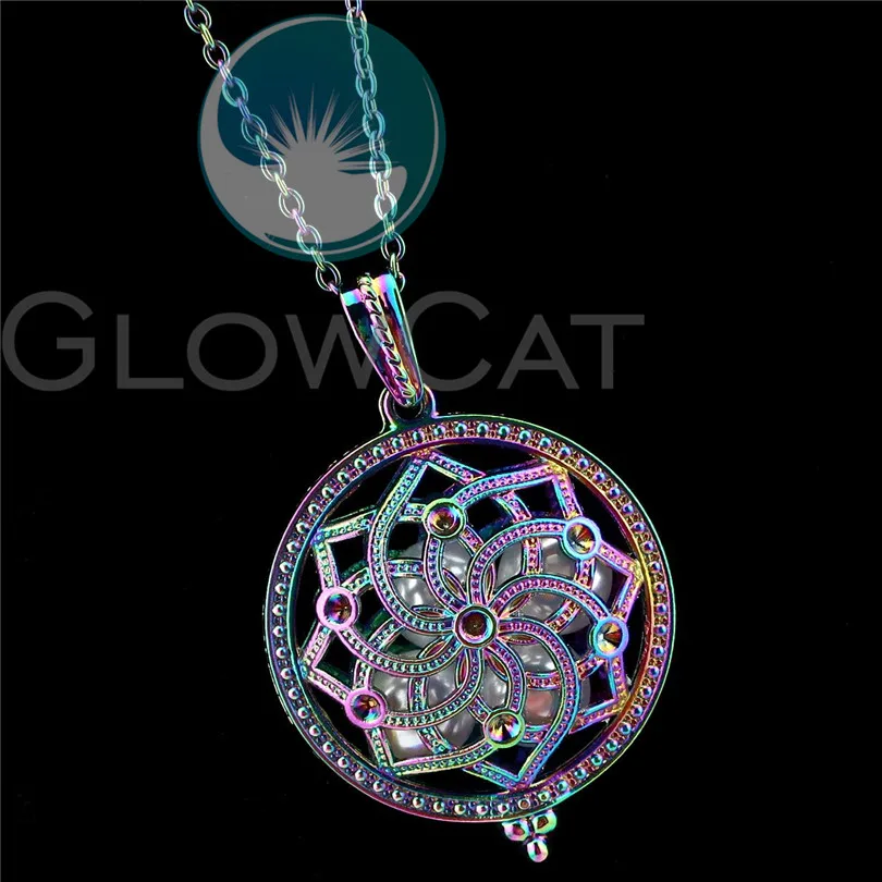 R-C972 Радуга Ловец снов бусины клетка кулон Духи Диффузор Арома жемчужная клетка магнит медальон Цепочки и ожерелья