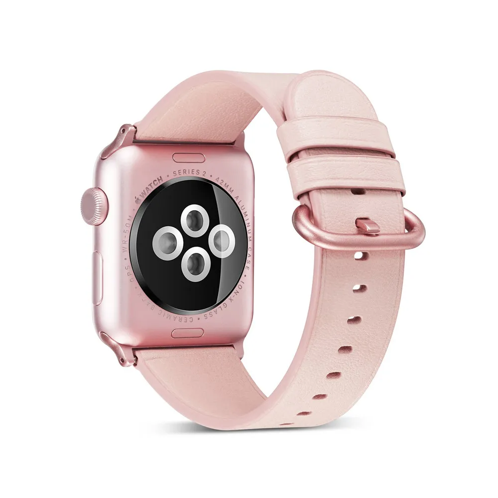 Ремешок кожаный для Apple Watch Band 38 мм 42 40 44 классический браслет с цветной пряжкой