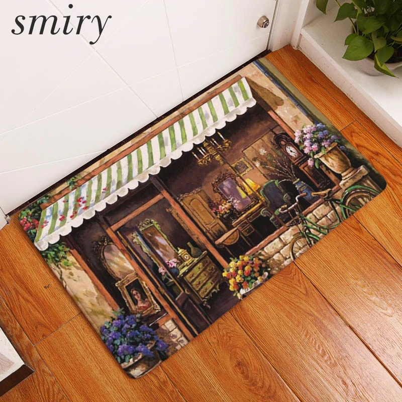 Smiry анти скольжения Входная коврики Винтаж с рисунками домиков в сказочном стиле