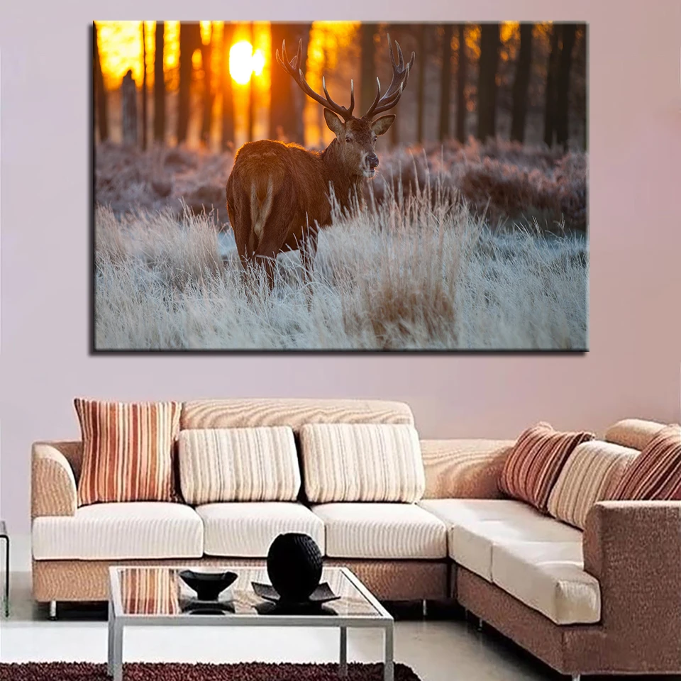 

Artwork Poster Canvas Painting 1 Pieces Deer Animal HD Prints Home Decoration Office Wall Art Study Modular Creative Pictures