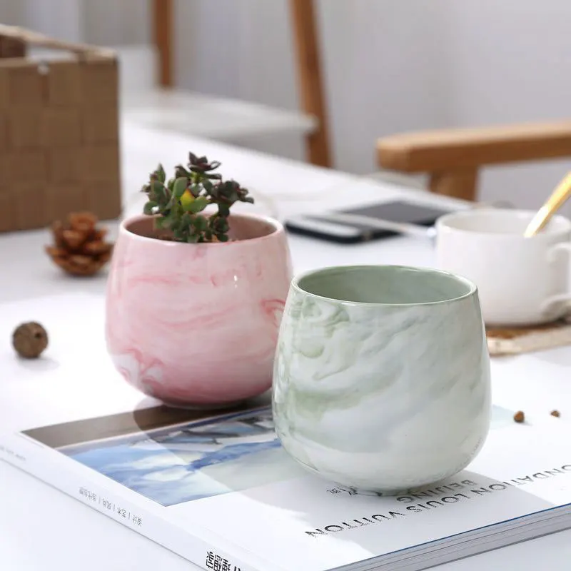 

Creative Large Belly Flower Pots Mini Ceramics Marbles Plant Flowerpots Home Office Decor Planter Garden Supplies