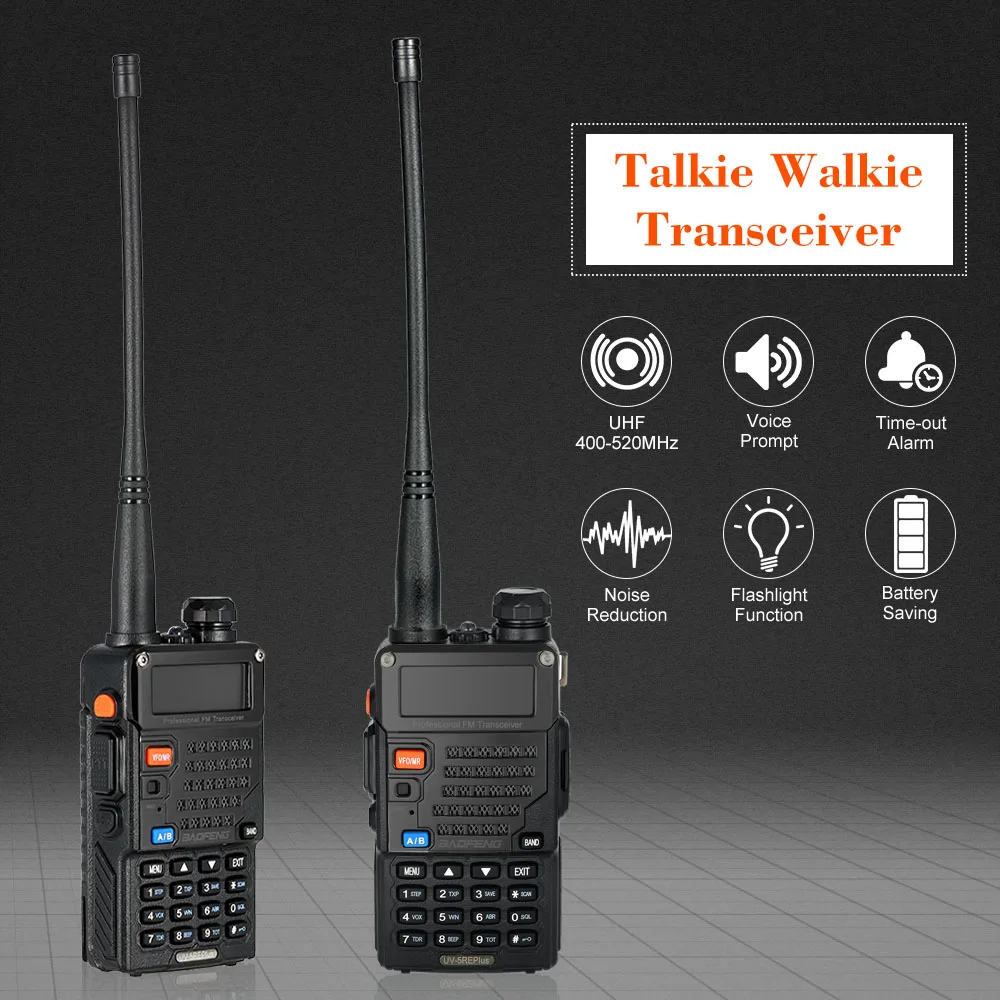 100% Оригинал Baofeng 5RE plus 136 174 mhz 400 520 VHF UHF радиоприемник 128CH 5 W двухстороннее