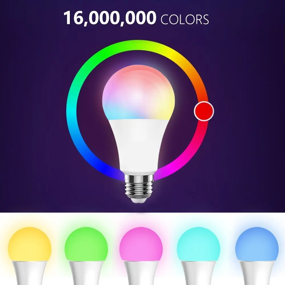 

Светодиодная смарт-лампа с пультом дистанционного управления, 7 Вт, RGB, Wi-Fi, совместима с Alexa Google Tmall Genie