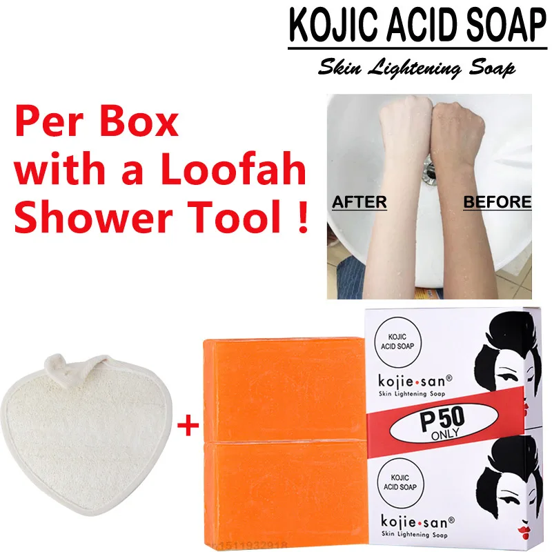 2x65 г Kojie San Kojic кислота глицериновое Отбеливающее мыло с люфой средство для ванны