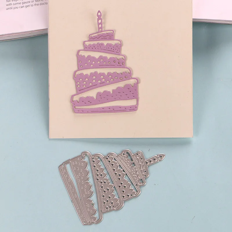 1pc cake DUOFEN металлические режущие штампы с днем рождения торт вырез кружева тиснение Трафарет DIY скрапбук бумажный альбом Новинка - Цвет: 1pc cake