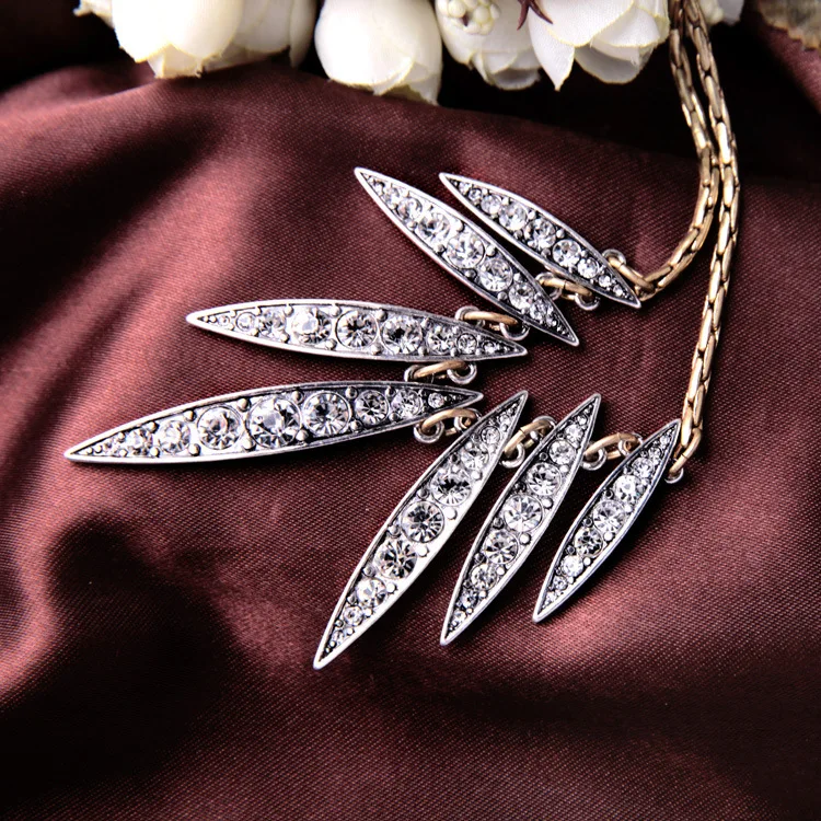 JC100 Новый Серебряный Дурман Спайк Ожерелье Мода Марка Кристалл Листьев Подвеска