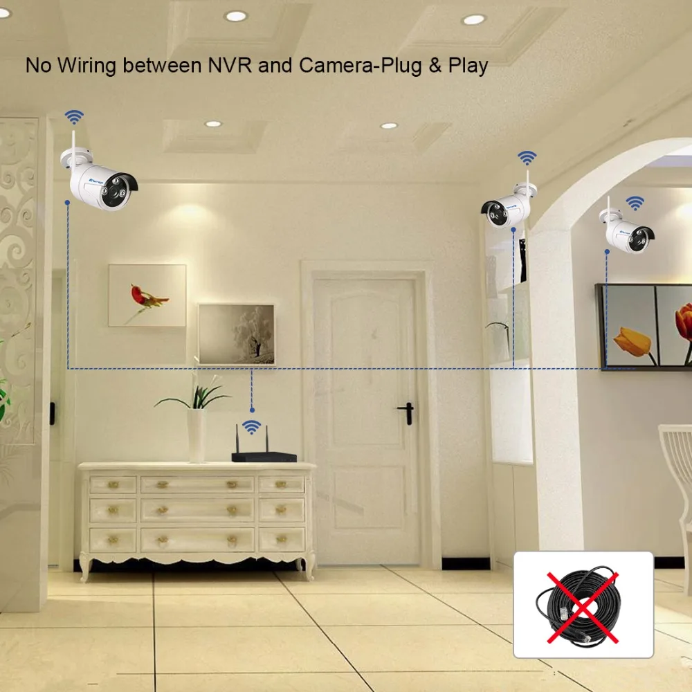 Techage plug & play 8ch 960 P 1.3mp HD Беспроводной NVR CCTV Системы Открытый P2P Wi Fi IP Камера