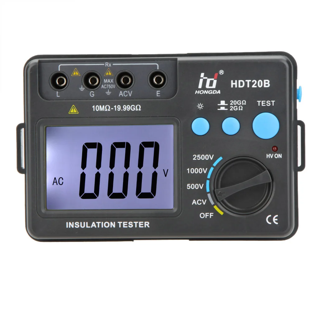 Профессиональный тестер изоляционного сопротивления HD HDT20B измеритель мегомметр