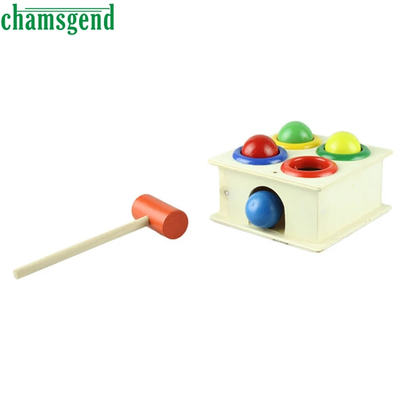 Детский деревянный стук мяч развивающая игрушка день рождения веселый играющий