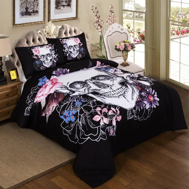 Новинка 2017 года 3D комплекты постельных принадлежностей с черепами в клетку