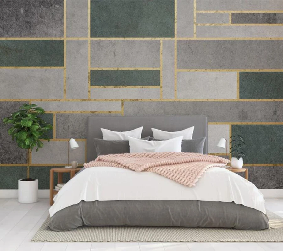 Decorative wallpaper Modern minimalistic geometric golden tv background wall | Обустройство дома