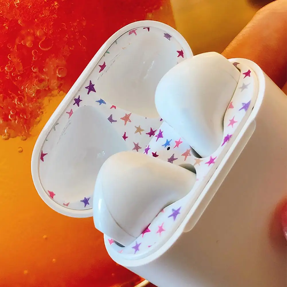 5 цветов ПВХ защита от пыли для AirPods футляр для наушников крышка аксессуар защитная наклейка кожа внутри чехол Защитная пленка
