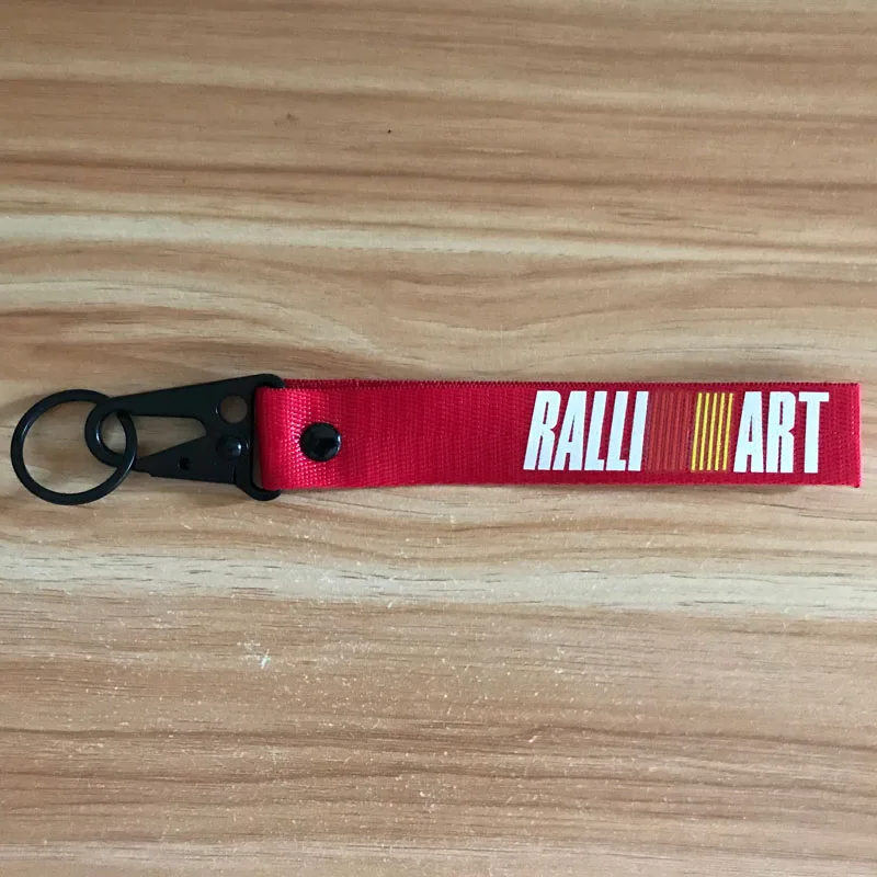 Высокое качество супер прочность нейлоновая ткань брелок для RALLIART логотип JDM гоночная Эмблема для Mitsubishi Honda mazda Toyota брелок - Название цвета: Красный