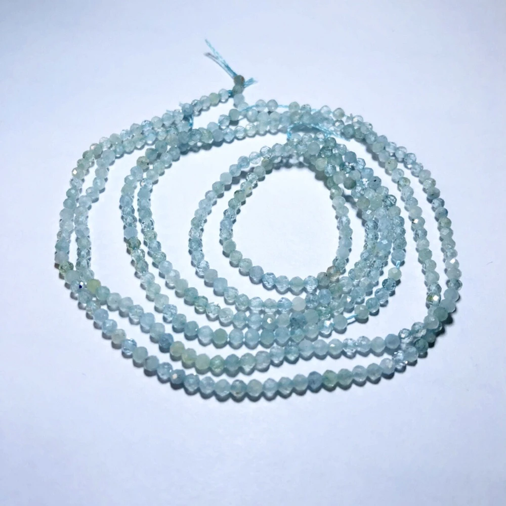 

Natural Aquamarine Micro Facted Beads,Faceted Tiny Spacer Gem Beads,Size 2mm 3mm 4mm Small Beads 1of 15.5" strand