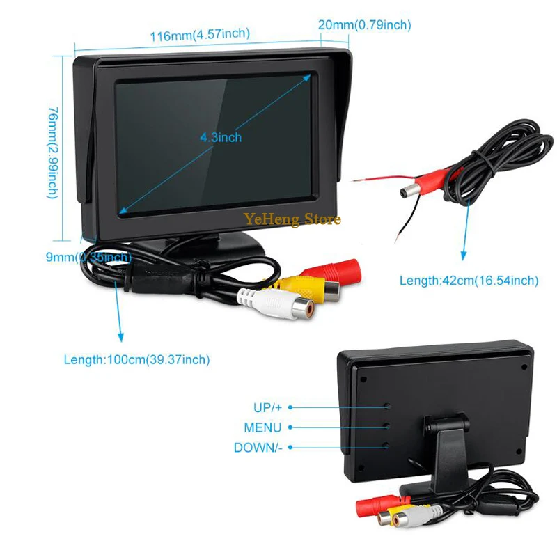 Wireless4.3 ''hd автомобильный монитор и интеллектуальная динамическая траектория