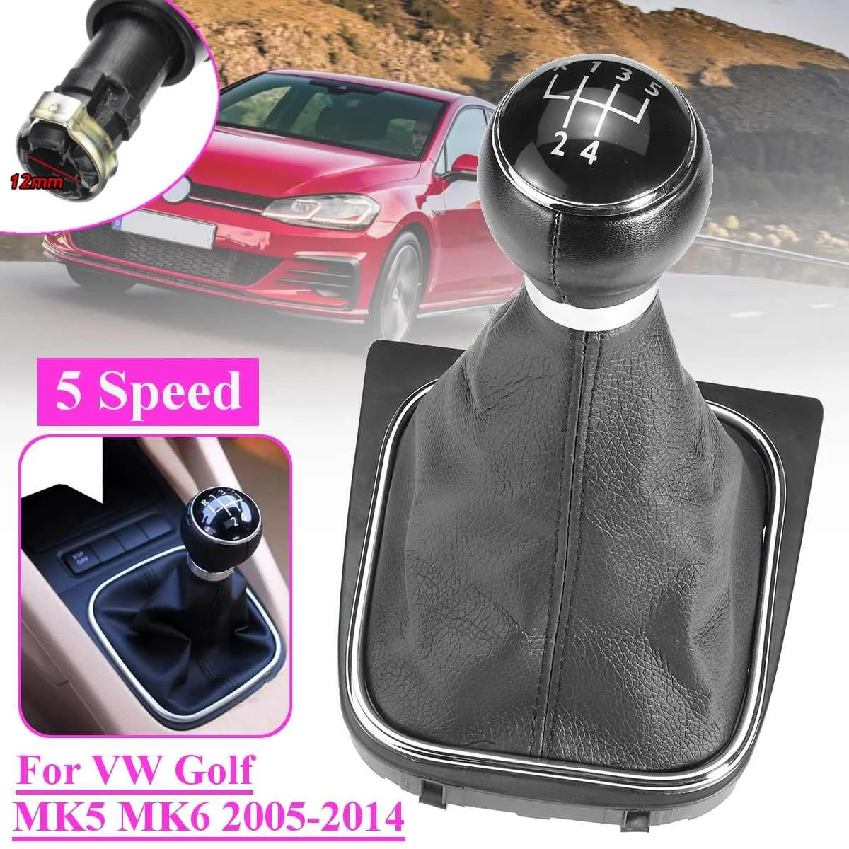 5 Speed 5/6 скорость кожаная ручка переключения рулевого механизма автомобиля ручки пылезащитный чехол для VW Golf MK5 MK6 Golf 5 6 Rabbit Jetta MK6 2010- стиль - Название цвета: 5 Speed