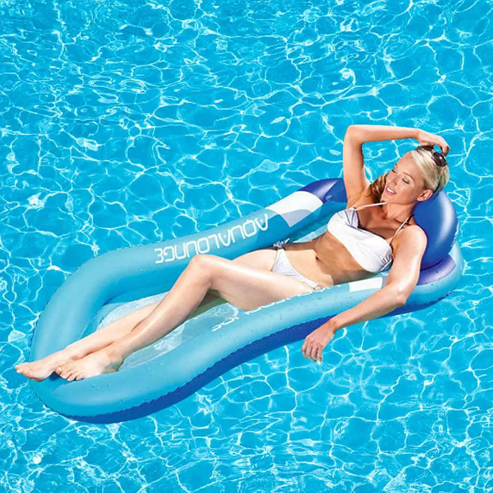 2018 New Inflatable Rafts Swimming Pool Air Lightweight Floating Chair Foldable Compact Portable Dual-Use Backrest | Спорт и