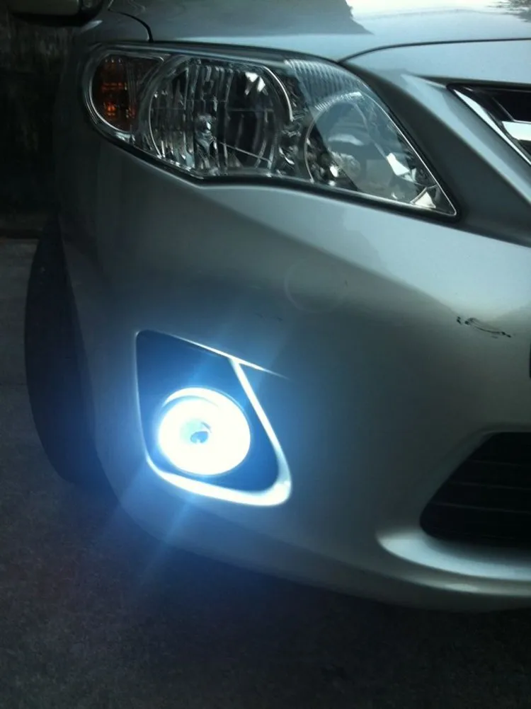EeMrke COB ангельские глазки DRL для Toyota Corolla 2012 2013 Противотуманные фары H11 55 Вт галогенные лампы, комплекты дневных ходовых огней