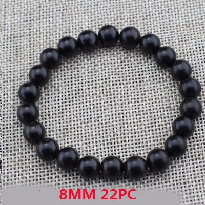 8MM 22PC Йога буддийский мала натуральный эбеновый деревянный браслет Будда из бусин для медитации и молитвы браслет для женщин черный сандаловое дерево ювелирные изделия - Окраска металла: 8MM 22PC