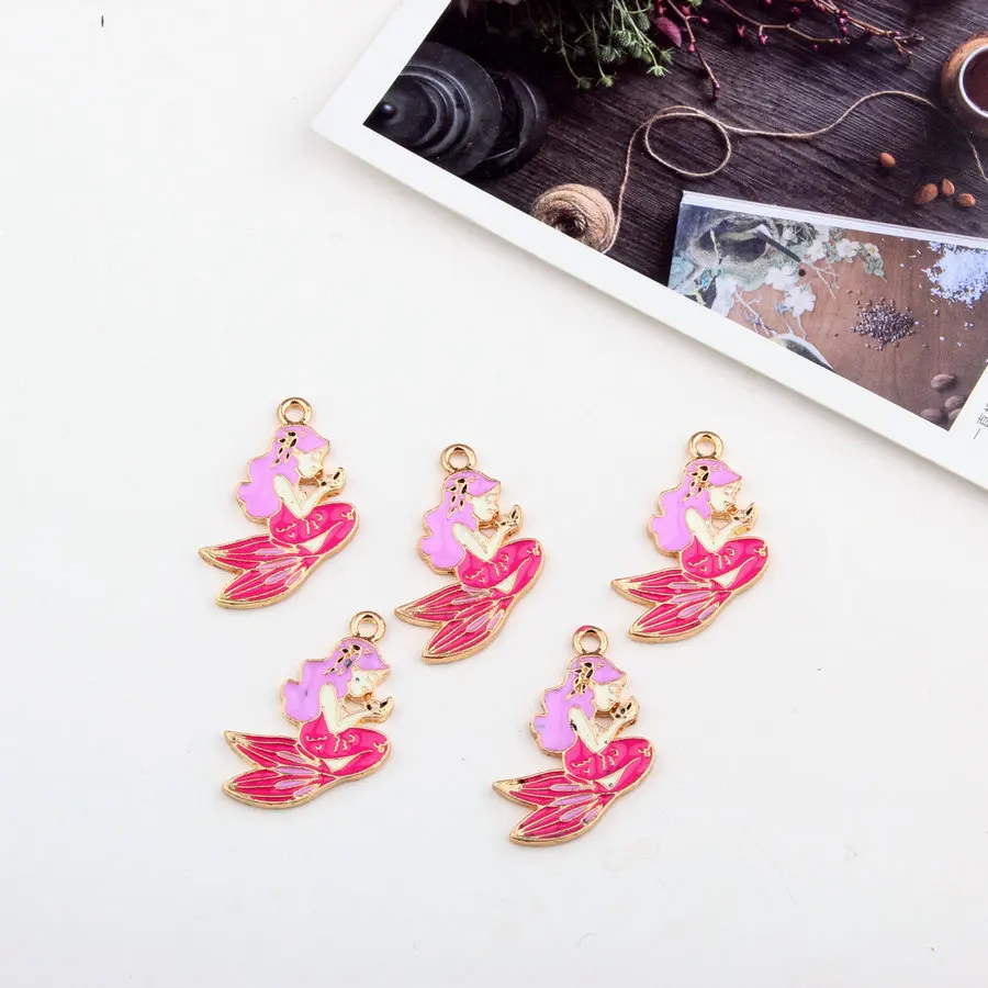 Корень 10 шт./упак. Прекрасная Русалка плавающий эмаль капли масла амулеты