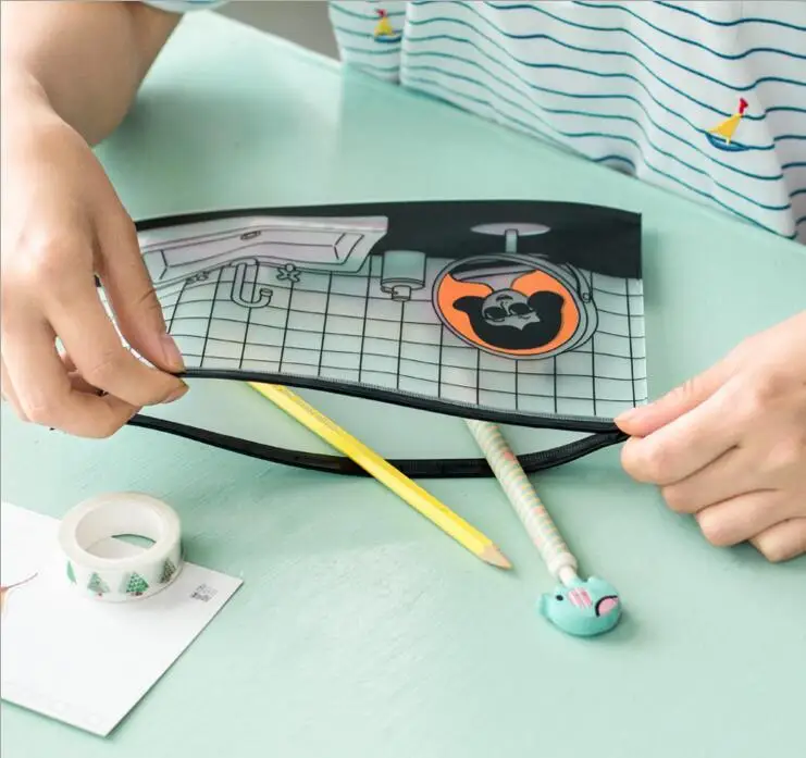 pencil bag Сумка-держатель на молнии из ПВХ для путешествий, дневник, аксессуары для билетов, карт, Карманный держатель для паспорта, косметичка, бутик - Цвет: pencil bag