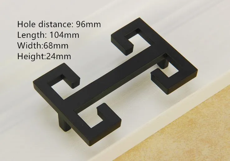 hole distance 96mm Цинковый сплав, черная отделка, ручка для шкафа, выдвижная ручка, дверная ручка, художественная мебель в китайском стиле, фурнитура - Цвет: hole distance 96mm