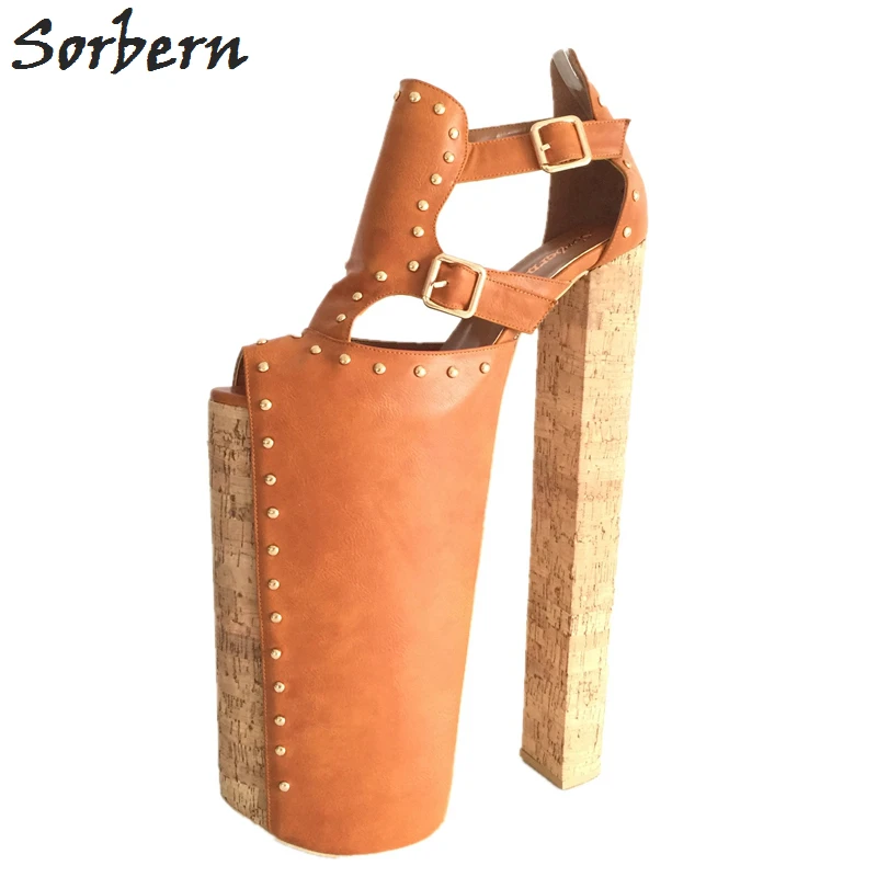 Sorbern/женские туфли-лодочки на очень высоком каблуке, на толстой платформе, на заказ; пикантная Фетиш-обувь; туфли-лодочки для подиума размера плюс EU34-46