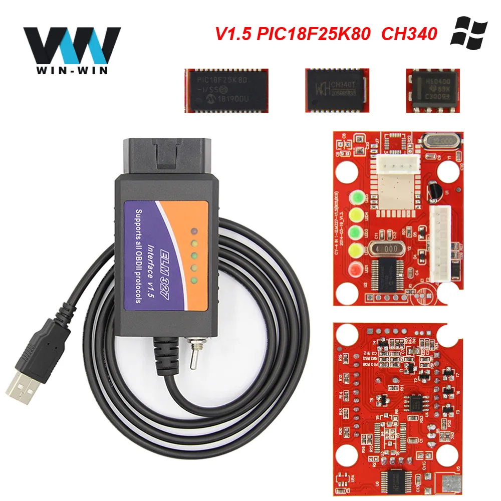 Мини ELM327 V1.5 USB с PIC18F25K80 CH430 чип с HS-CAN/MS-CAN переключатель OBDII код читателя FORScan obd obd2 инструмент диагностики