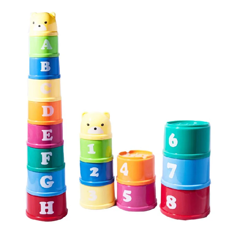 Baby Digital letter stacking puzzle Funny Game Plastic cup infant Early education Toy