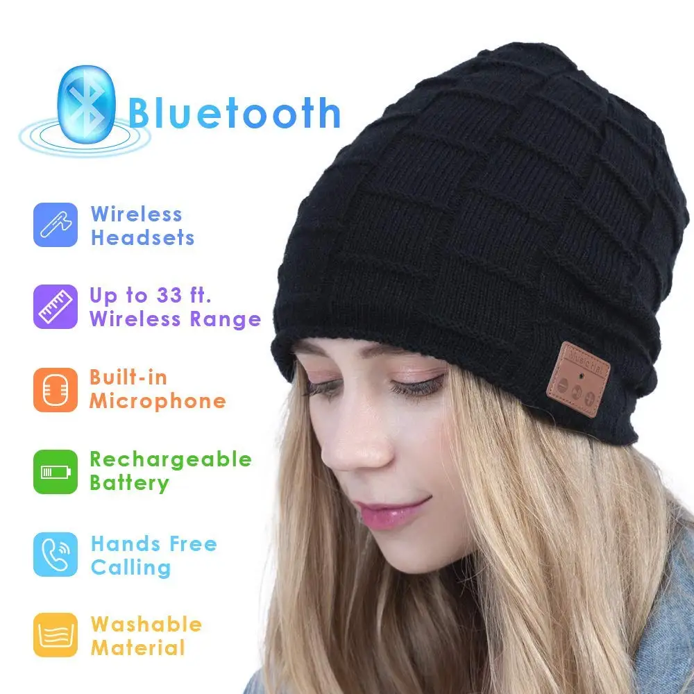 Bluetooth 4,2 унисекс вязаная шапка с беспроводными наушниками Спортивная умная шапка s музыкальная шапка с динамиком микрофоном зимняя теплая шапка гарнитура наушники