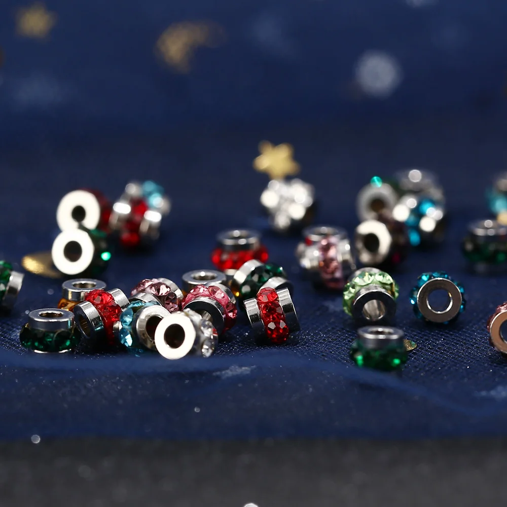 Смешанные цвета из нержавеющей стали Европейские Бусины c разделителем