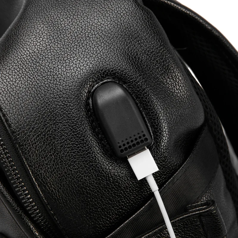 Рюкзак мужской под ноутбук с USB зарядкой модная Ретро сумка из искусственной кожи