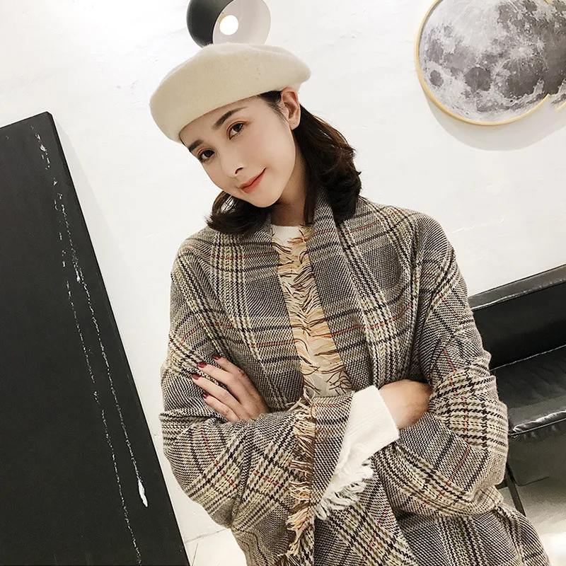 100% шарф из овечьей шерсти в полоску однотонный шерстяной роскошный классический