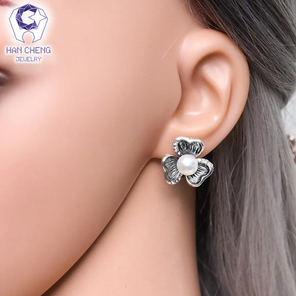 Женские винтажные серьги клипсы HanCheng модная металлическая со стразами и