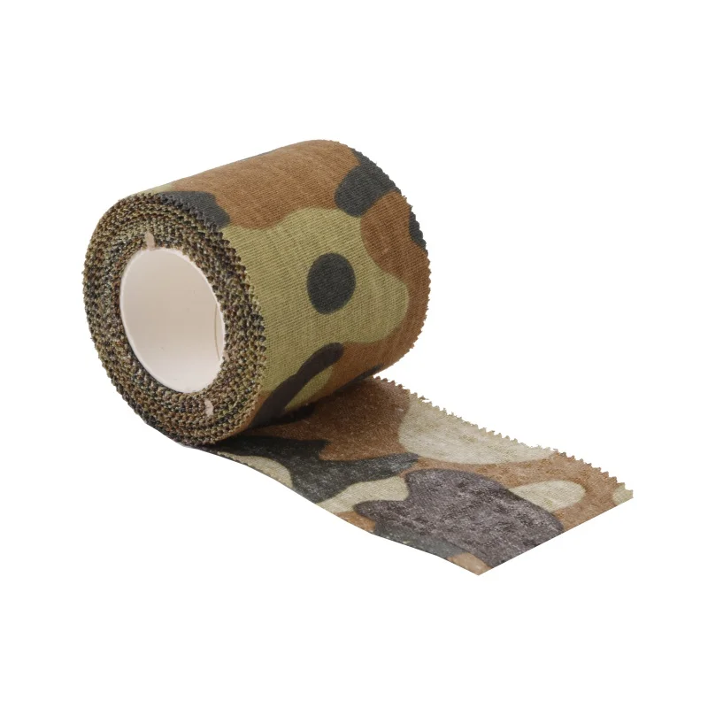 Camo Army Non Woven Cohesive Bandage Self-adhesive Non-woven Camouflage Camping Hunting Stealth Tape 5M |