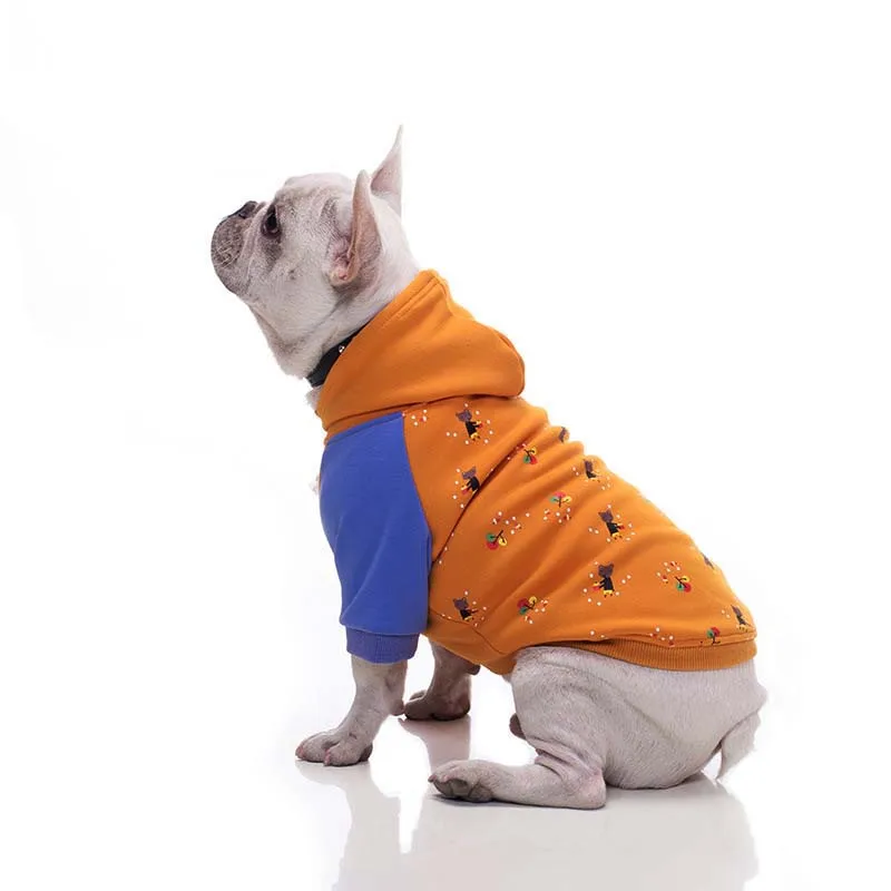 French Bulldog Winter Dog Hoodies Fashion Cotton Clothes Plus Velvet Warm Shirt for Small Puppy Dogs Outfit Pet Clothing 10A |