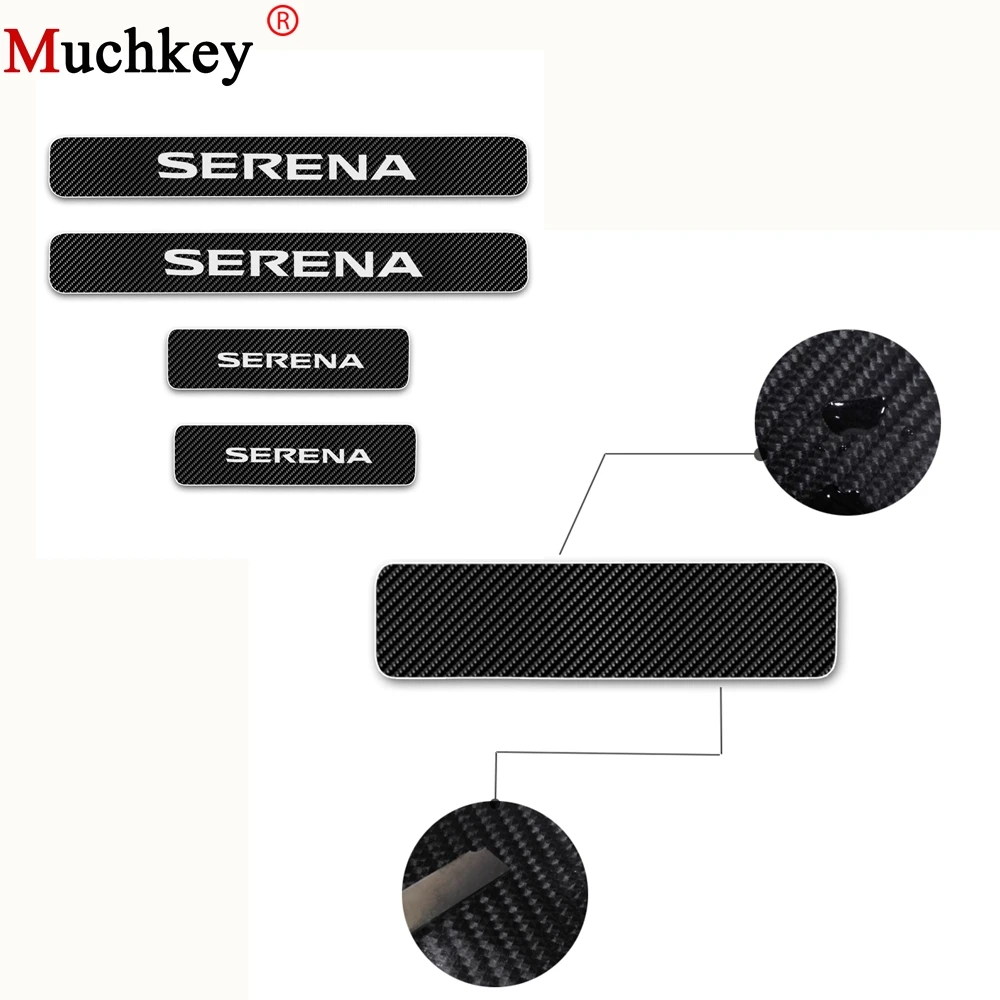 

Car Door Sill Scuff Plate Protector For Nissan Serena Door Threshold Plate Welcome Pedal Car Styling Carbon Fiber Sticker 4Pcs