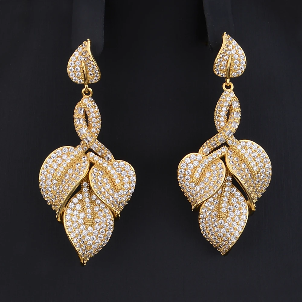 

SISCATHY Original Brand Jewelry Making Gorgeous Leaves Pendant Necklace Pendant Earrings Bangle Ring for Women Bridal Wedding