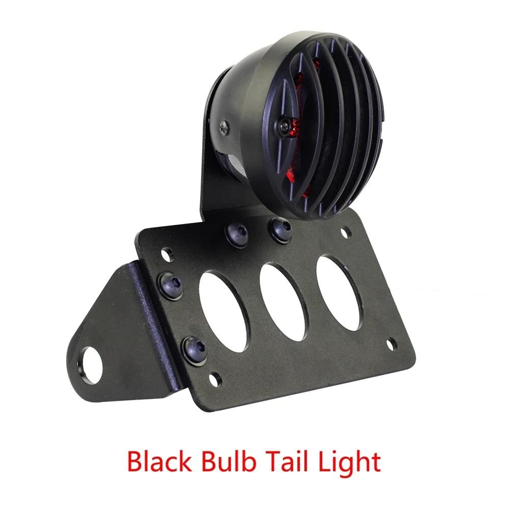 Bulb Black Мотоцикл светодиодный фонарь светильник Боковое крепление стоп Светильник w/" x 4" номерной знак Задние Огни Кронштейн для Harley Sportster поплавок - Цвет: Bulb Black