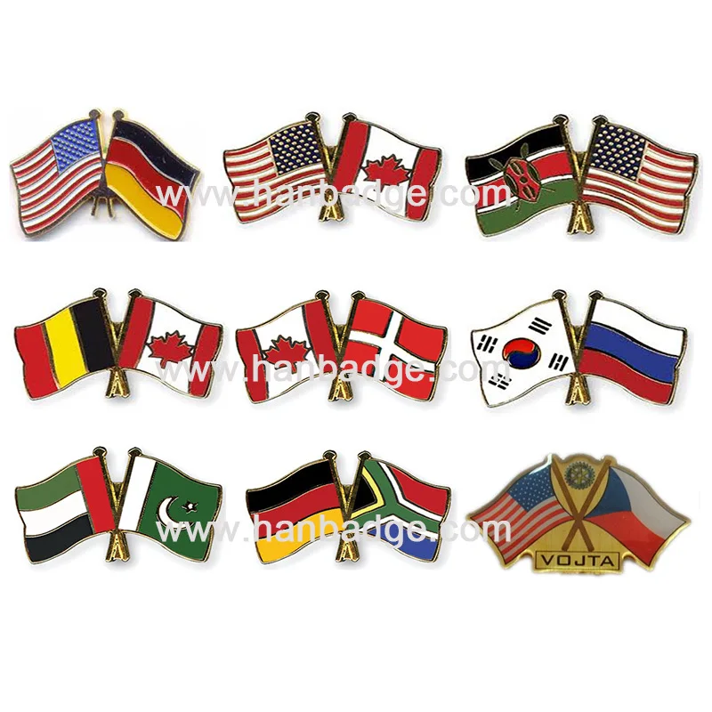 

Customized Flag Pins Custom Country Badges Double Flag Design