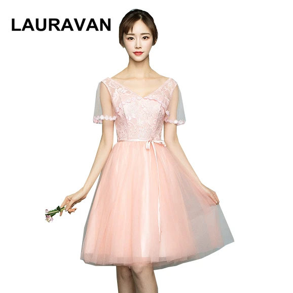 Платье для выпускного вечера простое платье персикового цвета с v-образным