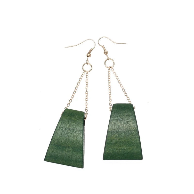 Новинка YULUCH Геометрическая подвеска цепочка из натурального дерева серьги