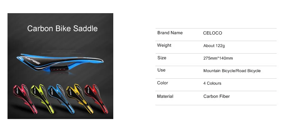 2019New Carbon Bike Seat Cushion Lightweight Bicycle Saddle Cycling Road Mountain Bike Seat Bicycle Accessories