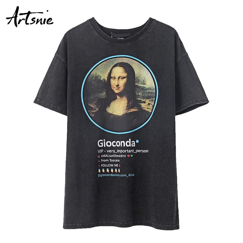 Женская футболка с принтом Artsnie темно серая круглым вырезом и коротким рукавом