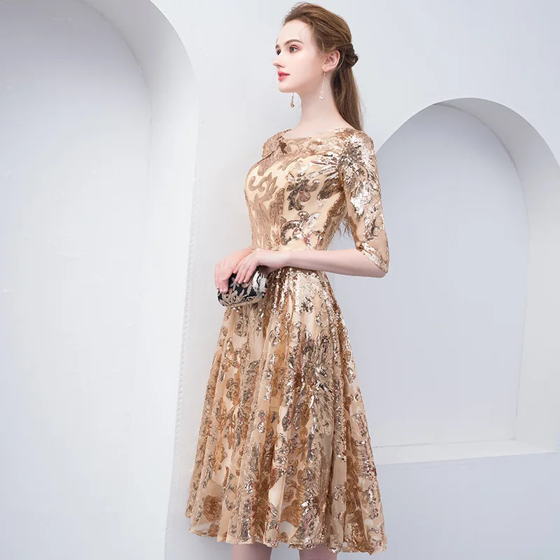 Золото Элегантный Sexy Китайская вышивка женское платье-Ципао платье Vestidos Брюки Чинос Oriental свадебные вечерние платья Размеры XS-XXL