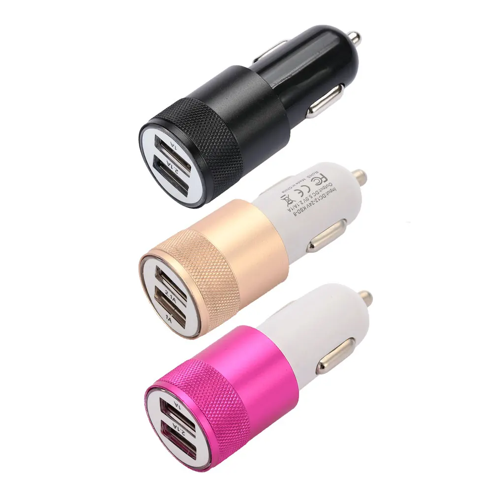 Универсальный DC 12-24V 2.1A 2 в 1 USB2.0 автомобильное зарядное устройство розетка Зажигалка USB розетка для автомобиля Plug and Play золото/розовый/черный
