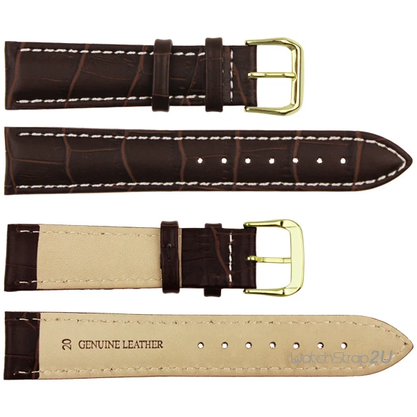 Коричневый Аллигатор Крокодил зерна Золотой пряжки контрастный Стежок кожаный