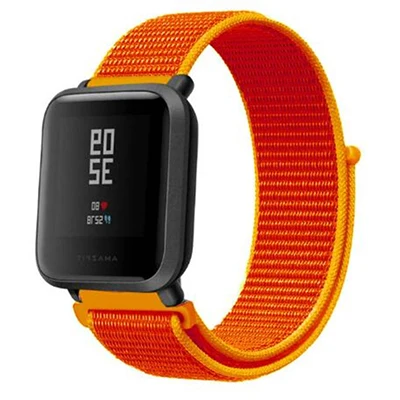 Orange Спортивный нейлоновый ремешок YUEDAER для Xiaomi Amazfit Bip, Смарт-часы, ремешок, черный, зеленый, браслет для Amazfit Bip, аксессуары, ремни - Цвет: Orange
