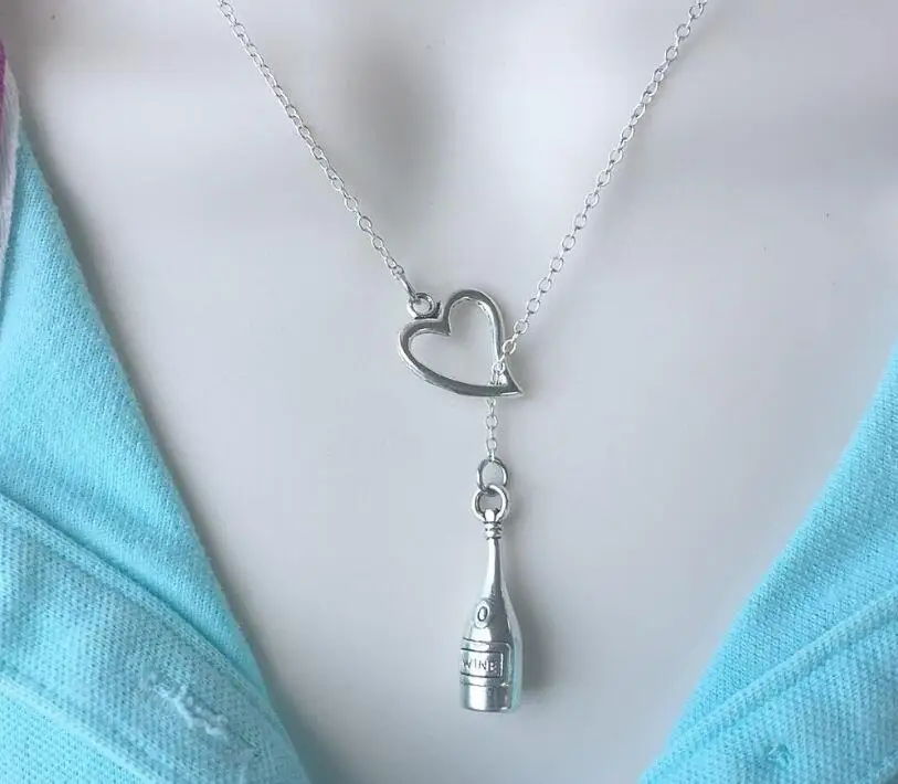 Подвеска винная бутылка в виде сердца из сплава подвеска с надписью I Love Wine
