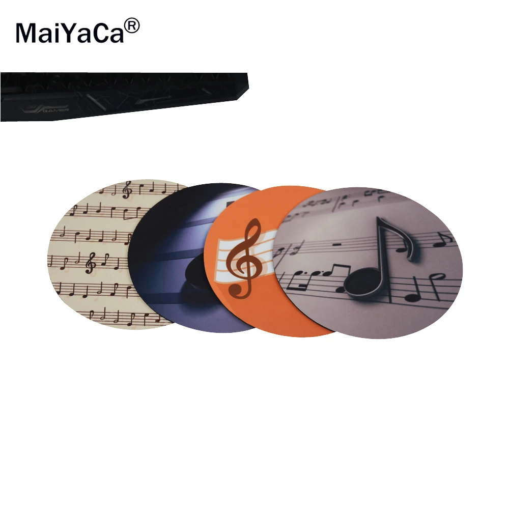 Резиновый коврик для мыши MaiYaCa с изображением музыкальных заметок круглая